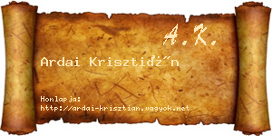 Ardai Krisztián névjegykártya